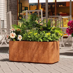 Contemporary Corten Steel Large Rectangular Planter for Outdoor - Tool Market