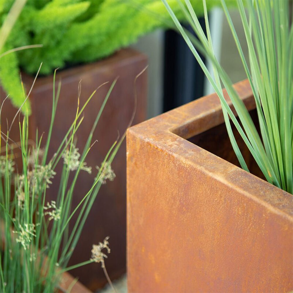 Contemporary Corten Steel Large Rectangular Planter for Outdoor - Tool Market