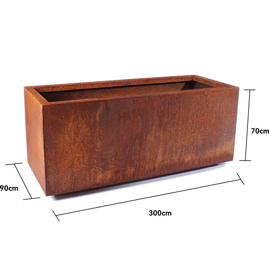 Contemporary Corten Steel Large Rectangular Planter for Outdoor - Tool Market