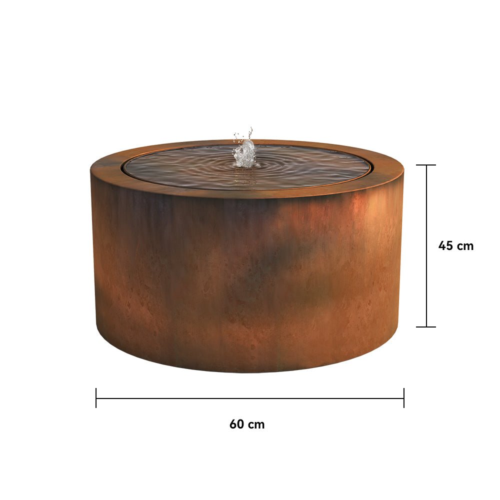 Contemporary Rusted Corten Steel Fountain (Round) - Tool Market