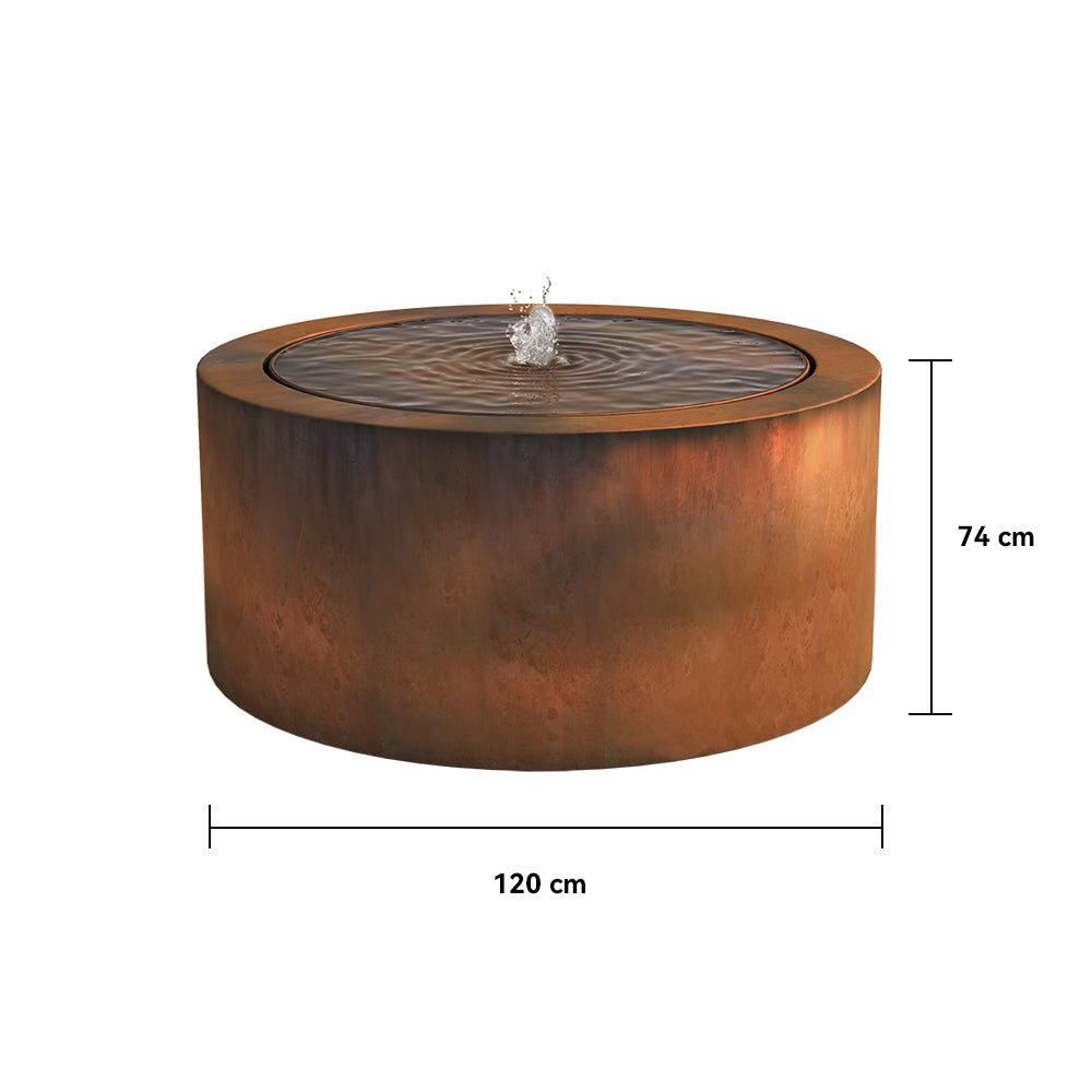 Contemporary Rusted Corten Steel Fountain (Round) - Tool Market