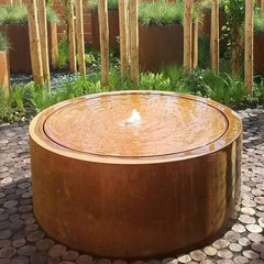 Contemporary Rusted Corten Steel Fountain (Round) - Tool Market