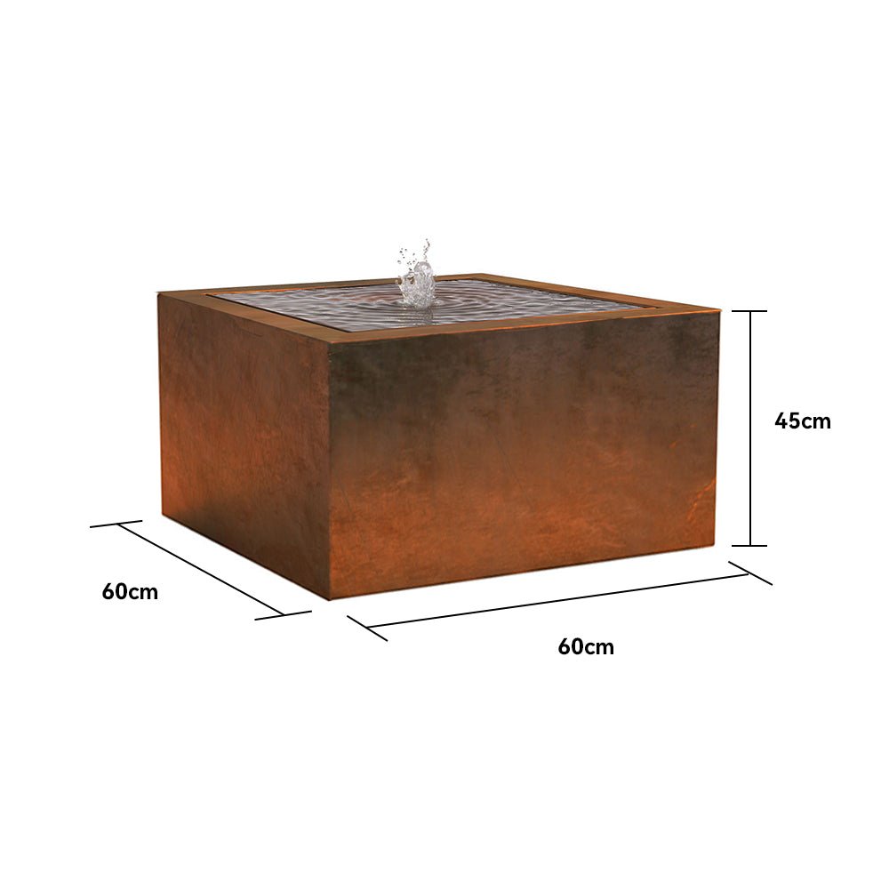 Contemporary Rusted Corten Steel Fountain (square) - Tool Market