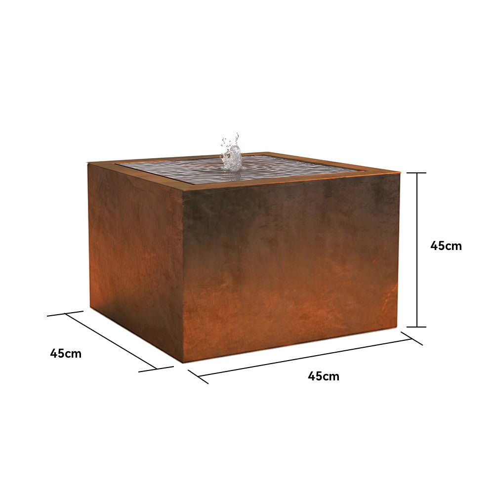 Contemporary Rusted Corten Steel Fountain (square) - Tool Market