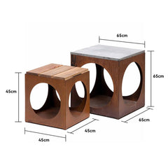 Corten Cube Outdoor Dining Seat - Tool Market