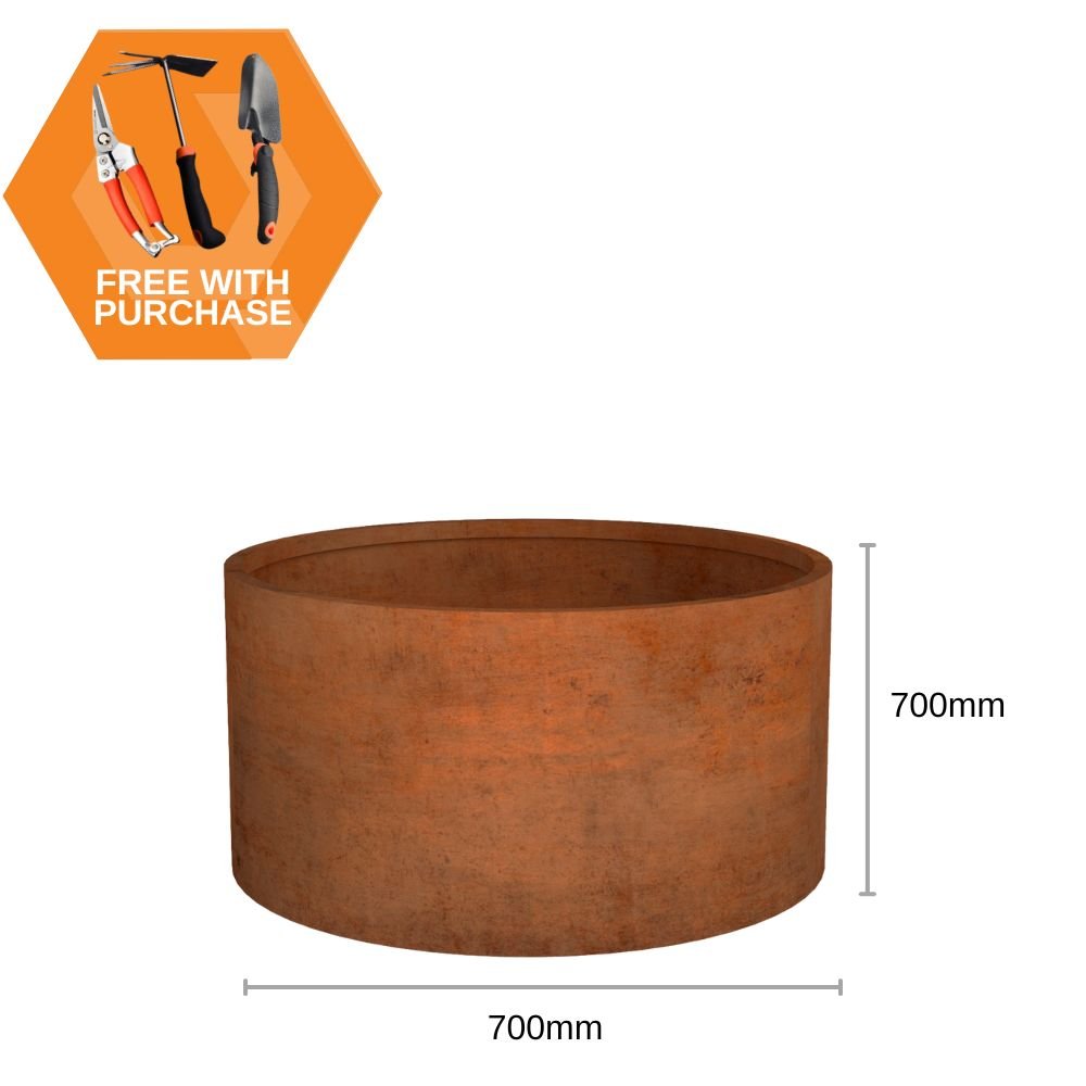 Corten Steel Cylinder Planter Bundle - Tool Market