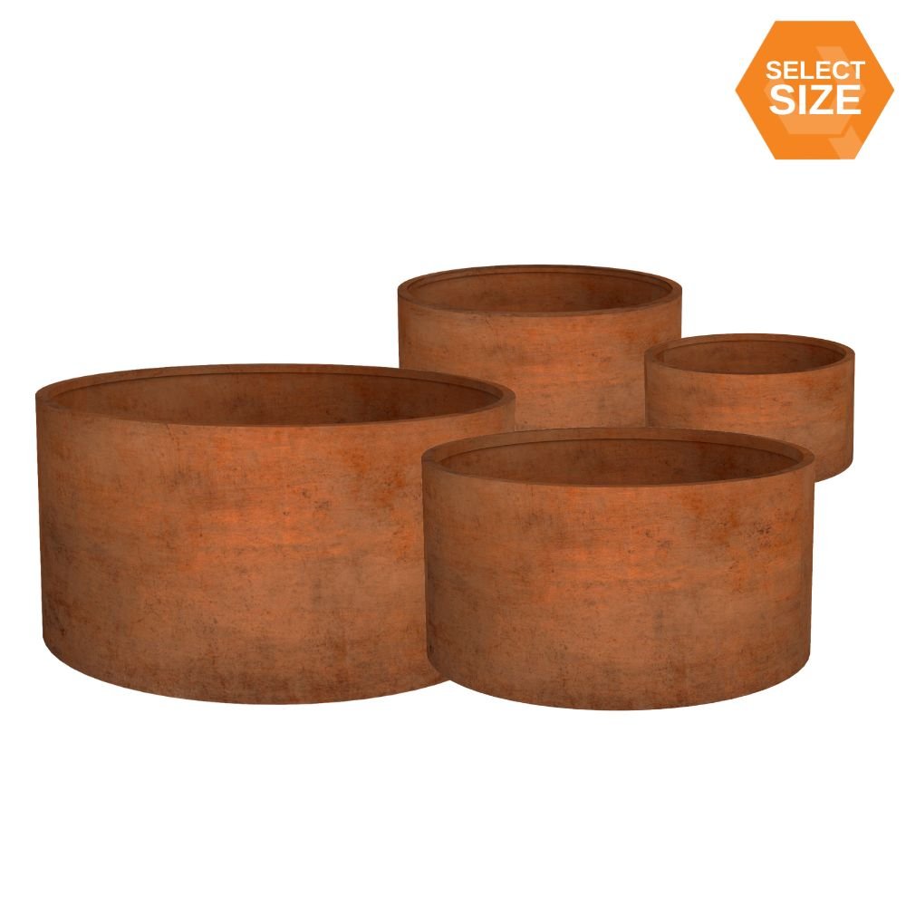 Corten Steel Cylinder Planter Pot Rusty Chocolate Finish - Tool Market