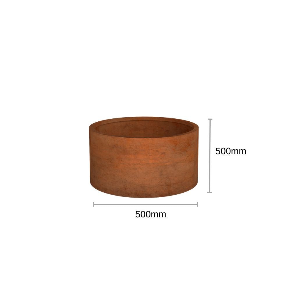 Corten Steel Cylinder Planter Pot Rusty Chocolate Finish - Tool Market