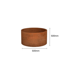 Corten Steel Cylinder Planter Pot Rusty Chocolate Finish - Tool Market