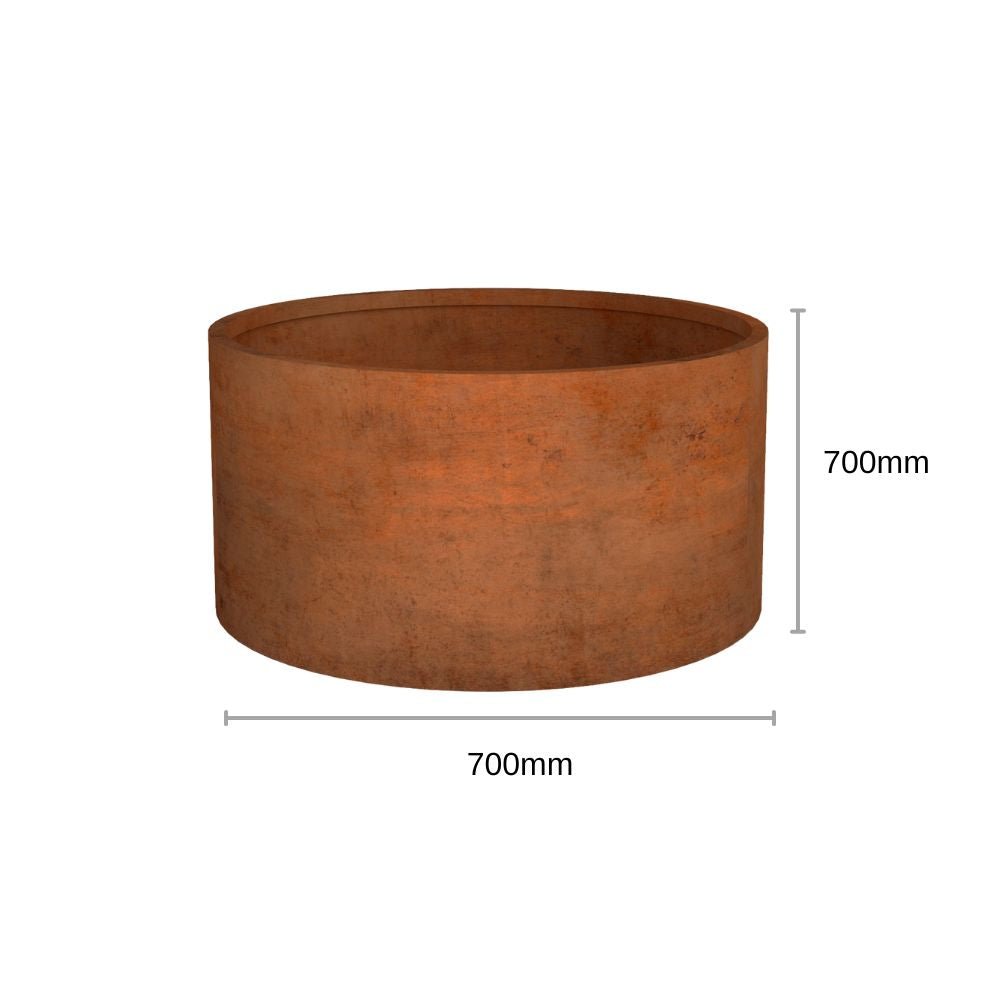 Corten Steel Cylinder Planter Pot Rusty Chocolate Finish - Tool Market