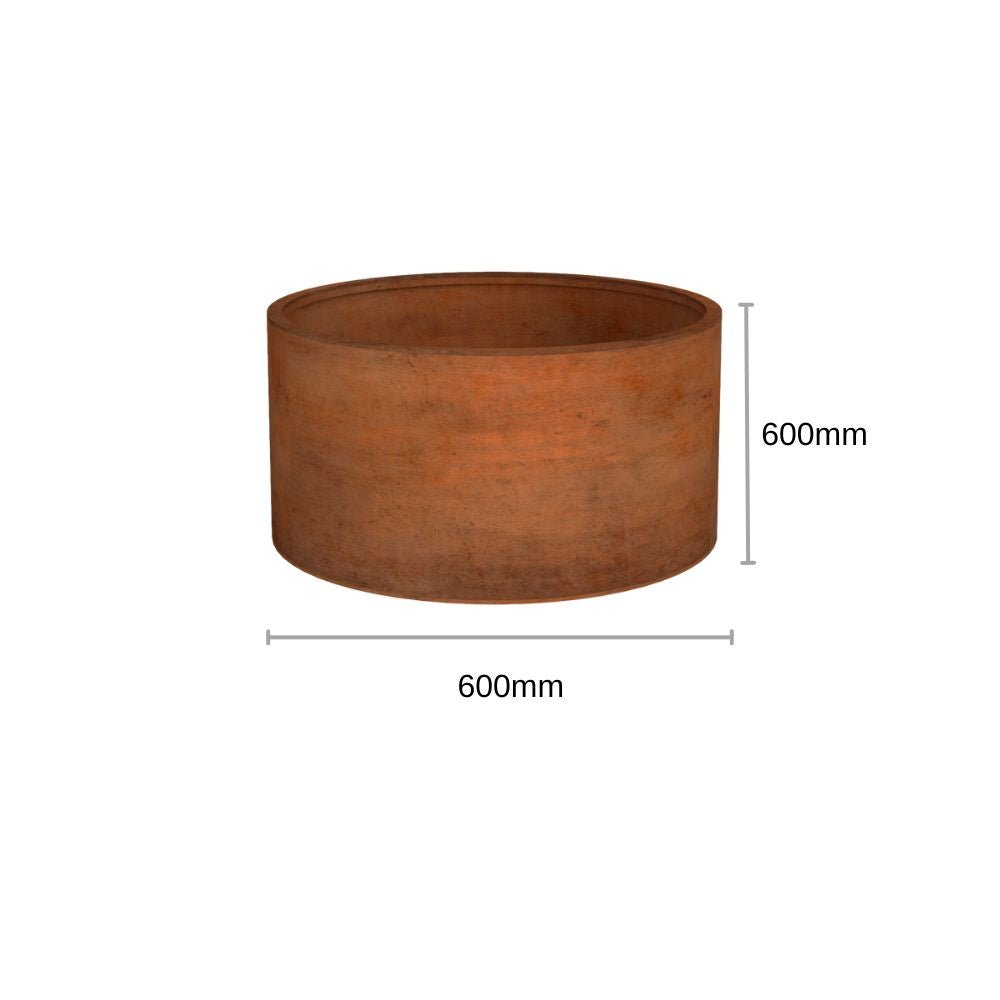 Corten Steel Cylinder Planter Pot Rusty Chocolate Finish - Tool Market