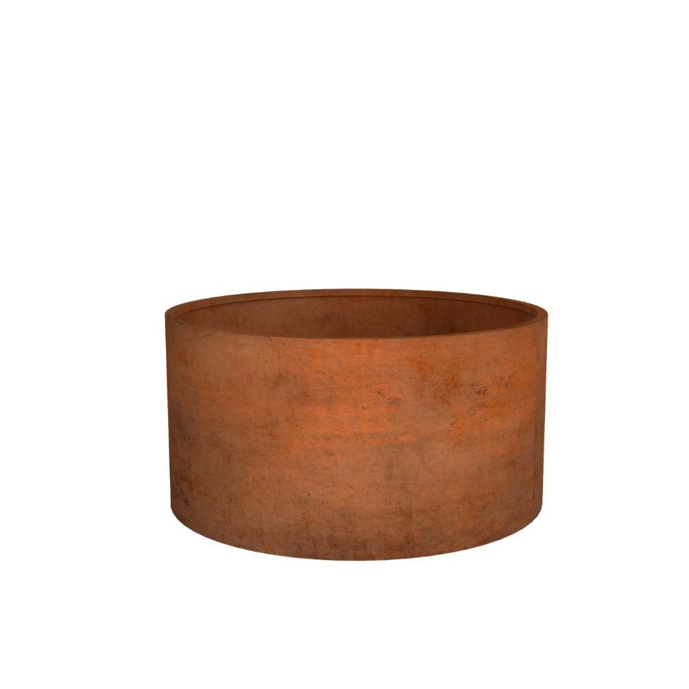 Corten Steel Cylinder Planter Pot Rusty Chocolate Finish - Tool Market