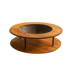 Corten Steel Roman Fire Pit with Timber Storage Rusty Chocolate Finish - Tool Market