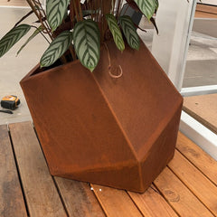 Corten Steel Sculpture Planter Pot Rusty Chocolate Finish - Tool Market