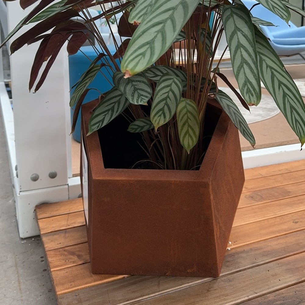 Corten Steel Sculpture Planter Pot Rusty Chocolate Finish - Tool Market