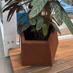 Corten Steel Sculpture Planter Pot Rusty Chocolate Finish - Tool Market