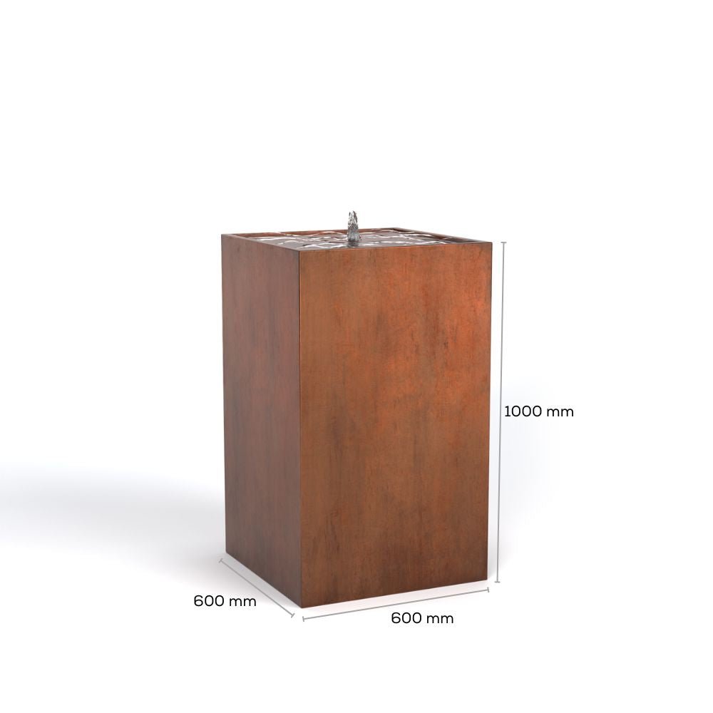 Corten Steel Water Fountain Flat with Edge Rusty Chocolate Finish - Tool Market