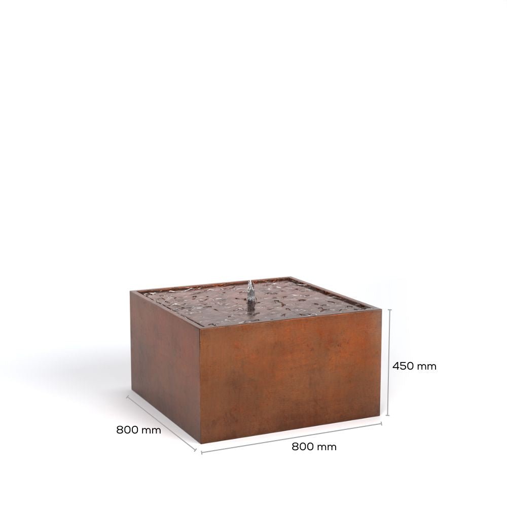 Corten Steel Water Fountain Flat with Edge Rusty Chocolate Finish - Tool Market