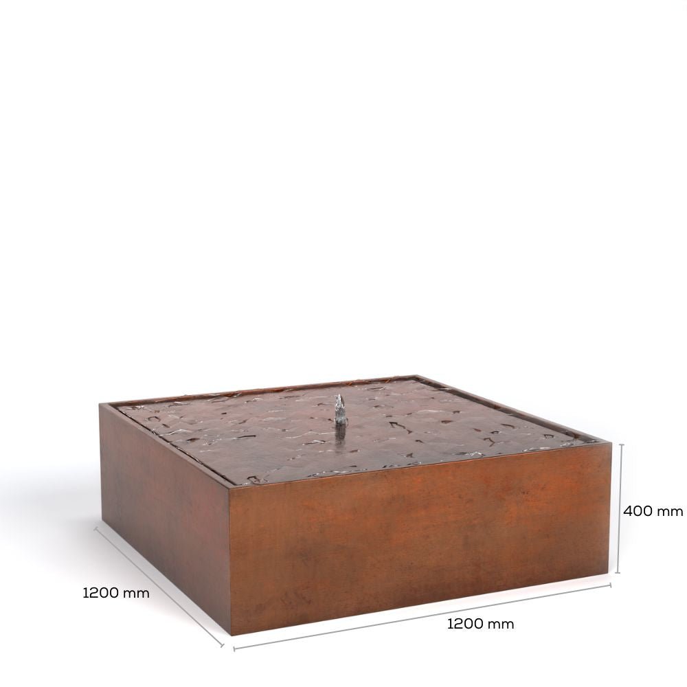 Corten Steel Water Fountain Flat with Edge Rusty Chocolate Finish - Tool Market