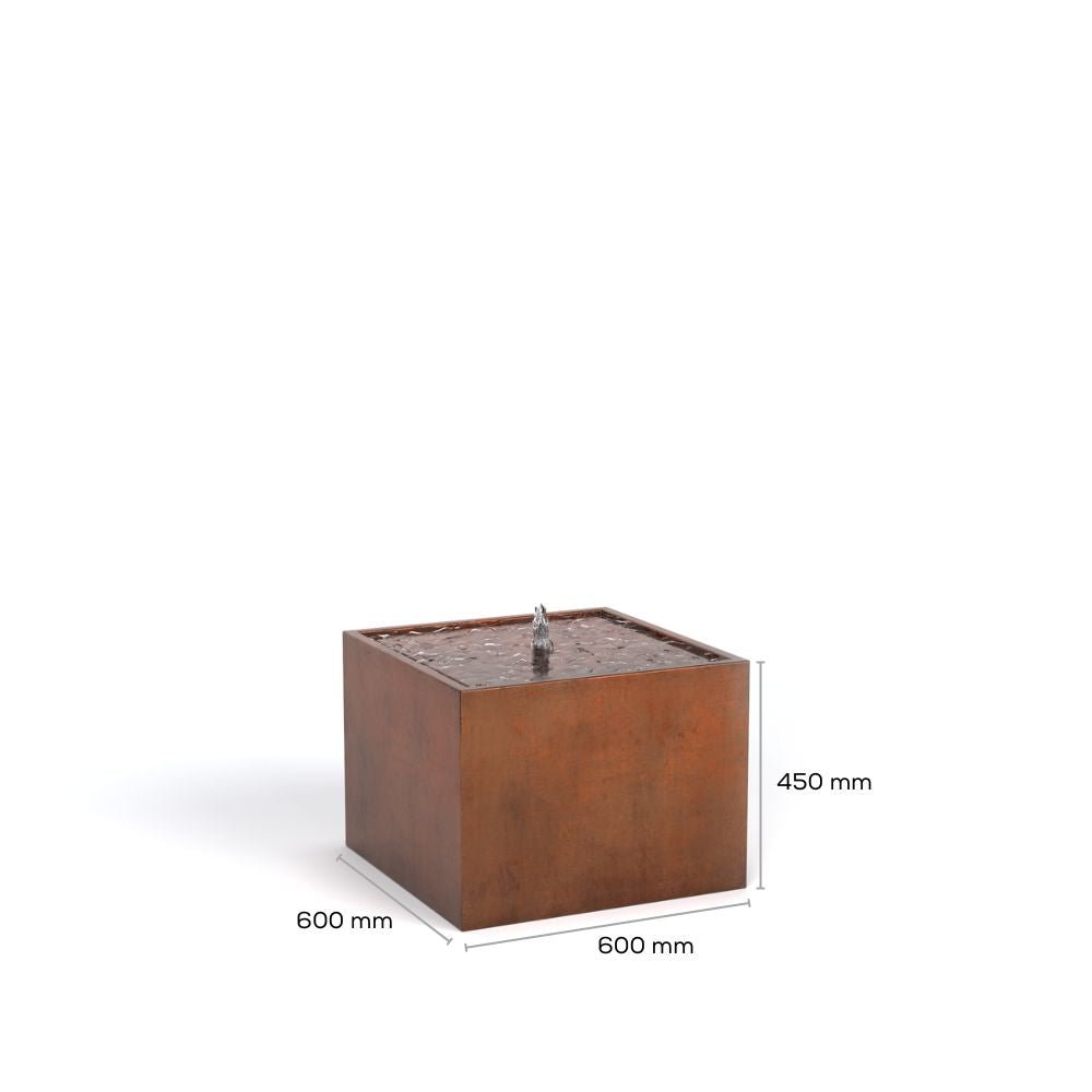 Corten Steel Water Fountain Flat with Edge Rusty Chocolate Finish - Tool Market