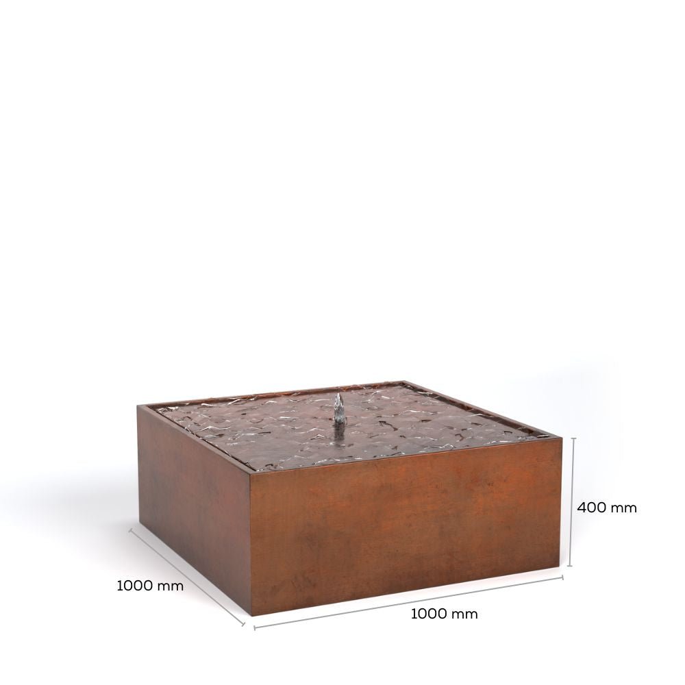 Corten Steel Water Fountain Flat with Edge Rusty Chocolate Finish - Tool Market