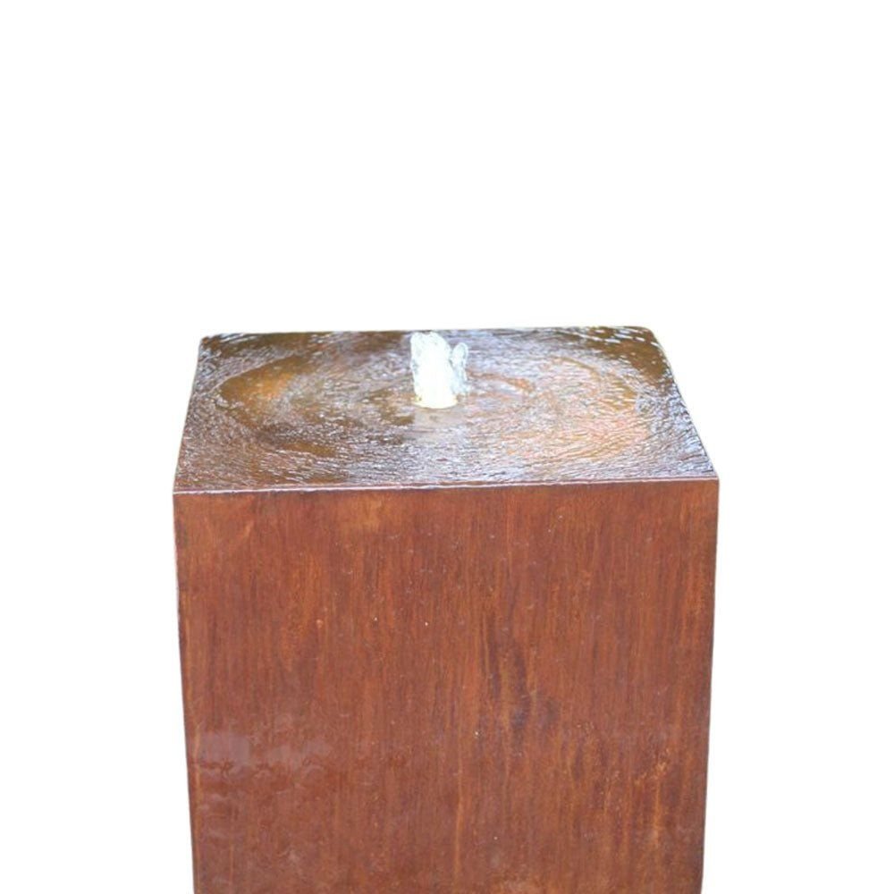 Corten Steel Water Fountain Square with Rusty Chocolate Finish - Tool Market