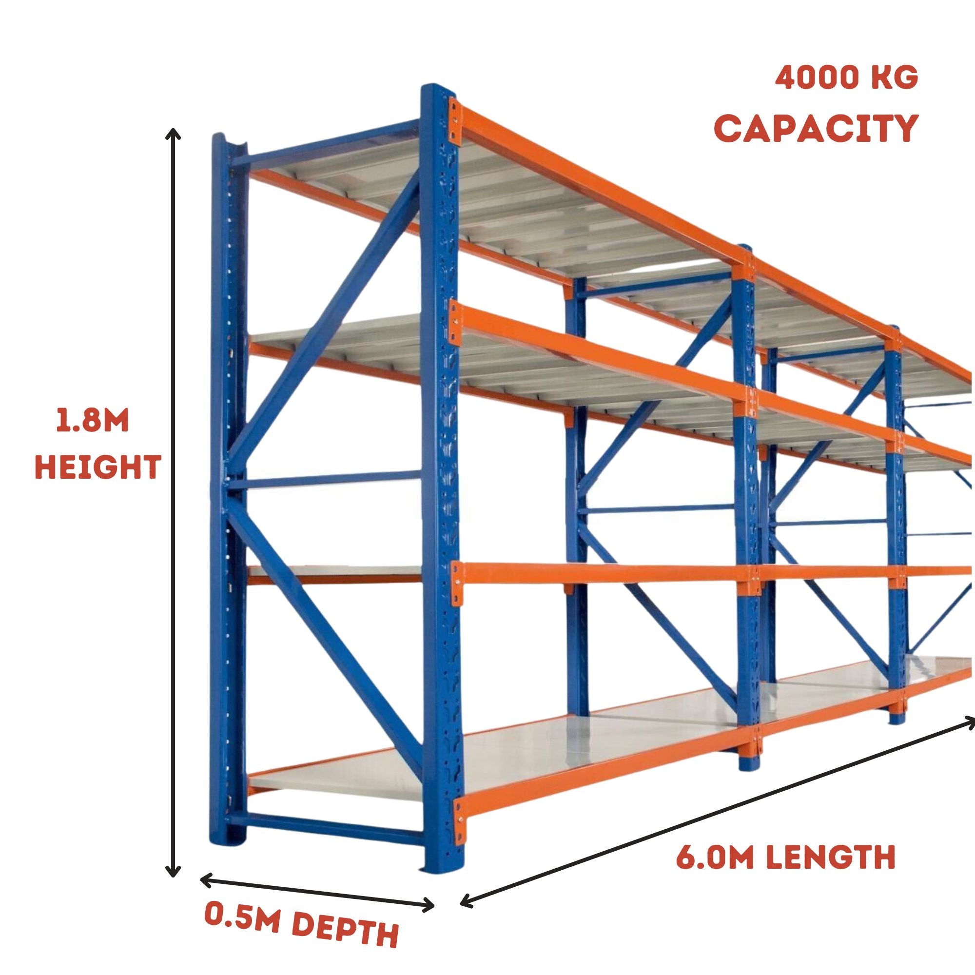 H1800 x L1500 x D500mm Range Heavy Duty Warehouse Garage Storage Steel Shelving Unit - Tool Market