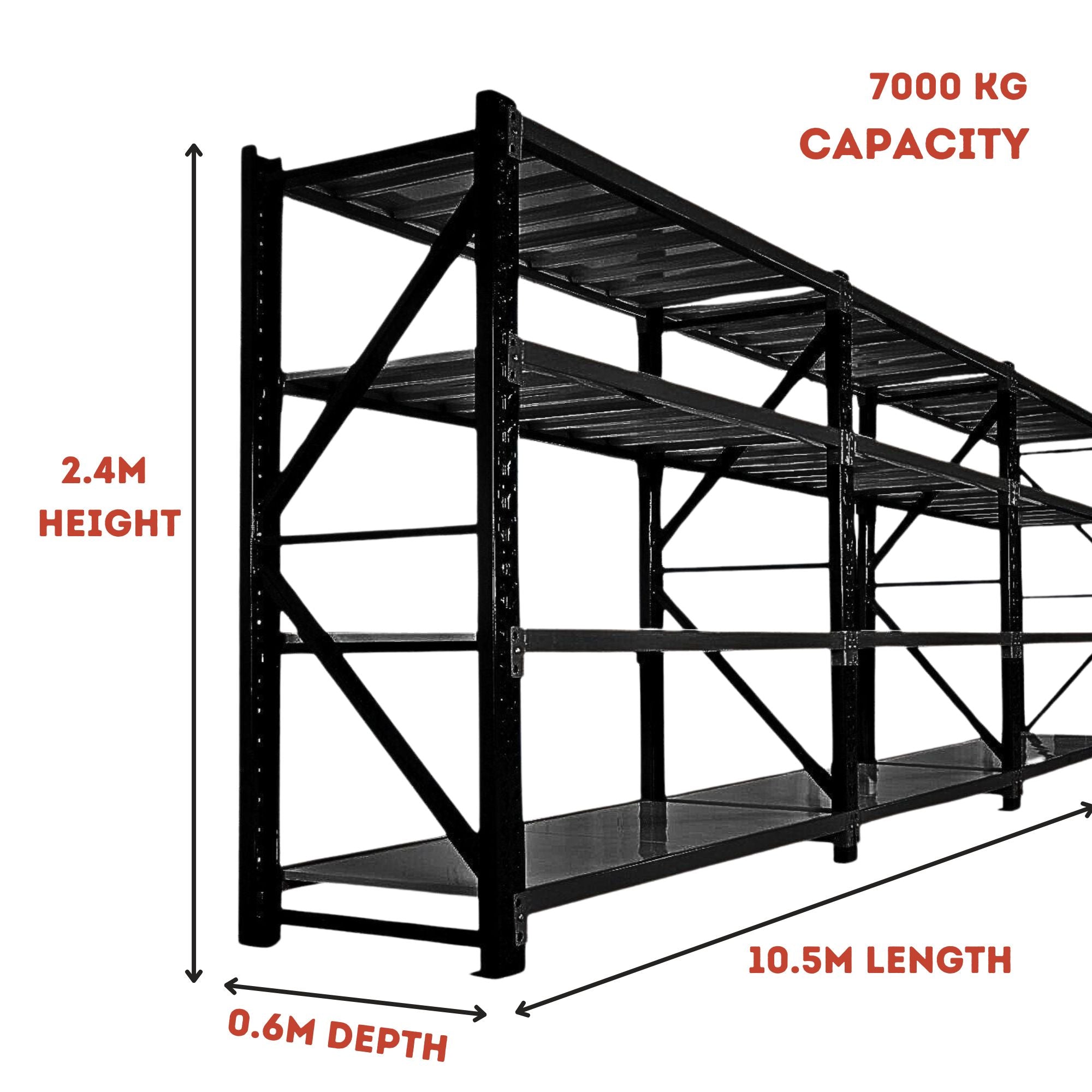 H1800 x L1500 x D500mm Range Heavy Duty Warehouse Garage Storage Steel Shelving Unit - Tool Market