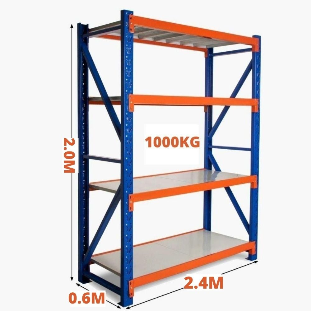 H2000 x L2400 x D600mm Range Heavy Duty Warehouse Garage Storage Steel Shelving Unit - Tool Market