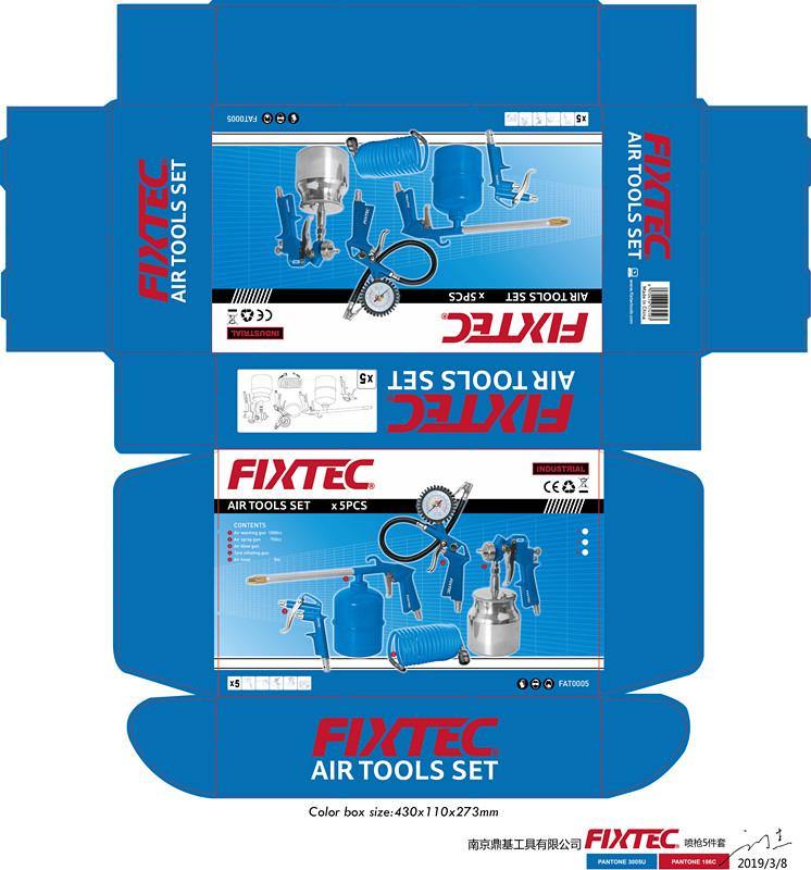 Fixtec 5 Piece Air Tools Suction Spray Gun Set - Tool Market