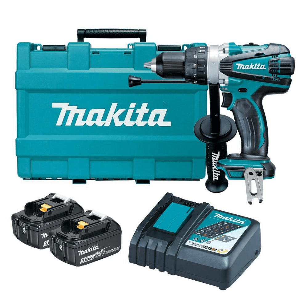 Makita DHP458RFE 18V 3.0Ah Li-Ion Cordless Hammer Drill Driver Combo Kit