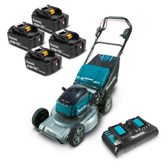 Makita DLM537PT4X 36V (18V x 2) 5.0Ah Li-ion Cordless Brushless 534mm (21") Self-Propelled Lawn Mower Combo Kit - Tool Market