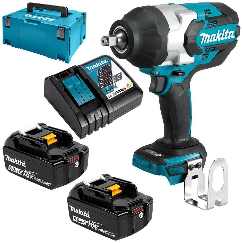 Makita DTW1002RTJ 18V 5.0Ah Li-ion Cordless Brushless 1/2" Impact Wrench Combo Kit - Tool Market