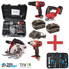 N in One Cordless Power Tool Combo Kit + Fixtec 8 Piece Hand Tool Set - Tool Market