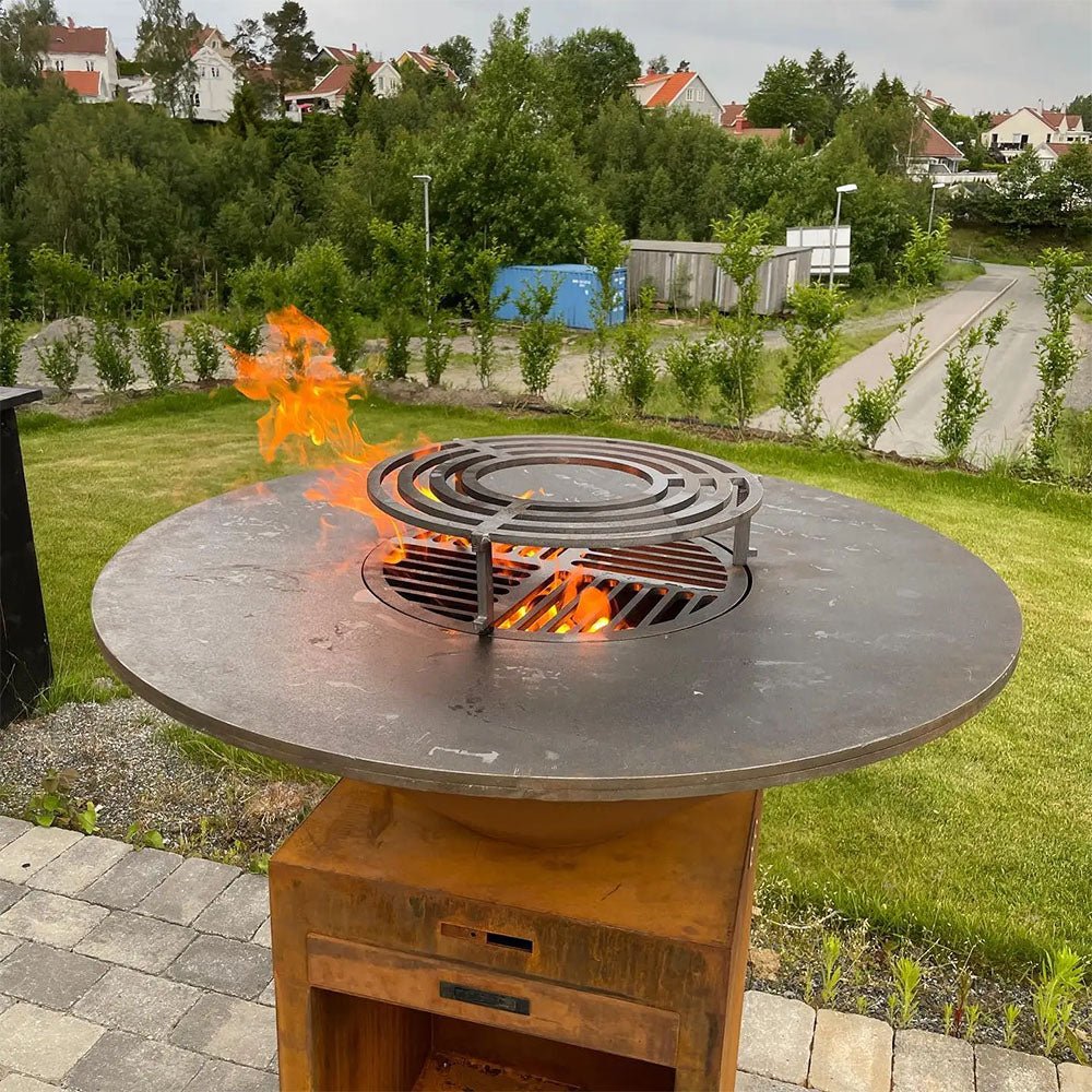 Outdoor Round BBQ Grill Corten Steel - Rustic - Tool Market